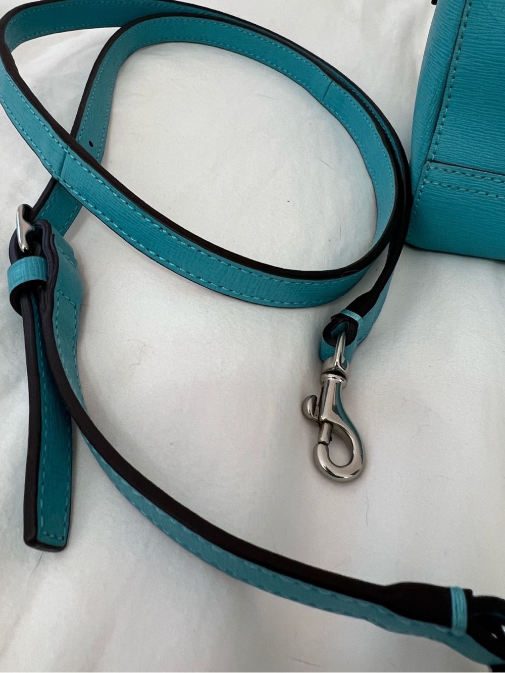 Coach Turquoise Leather Satchel with Silver Hardware - Picture 5 of 7